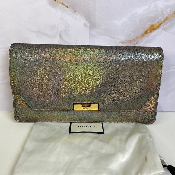 Pre-Owned Gucci leather clutch bag rainbow - Picture 1 of 16